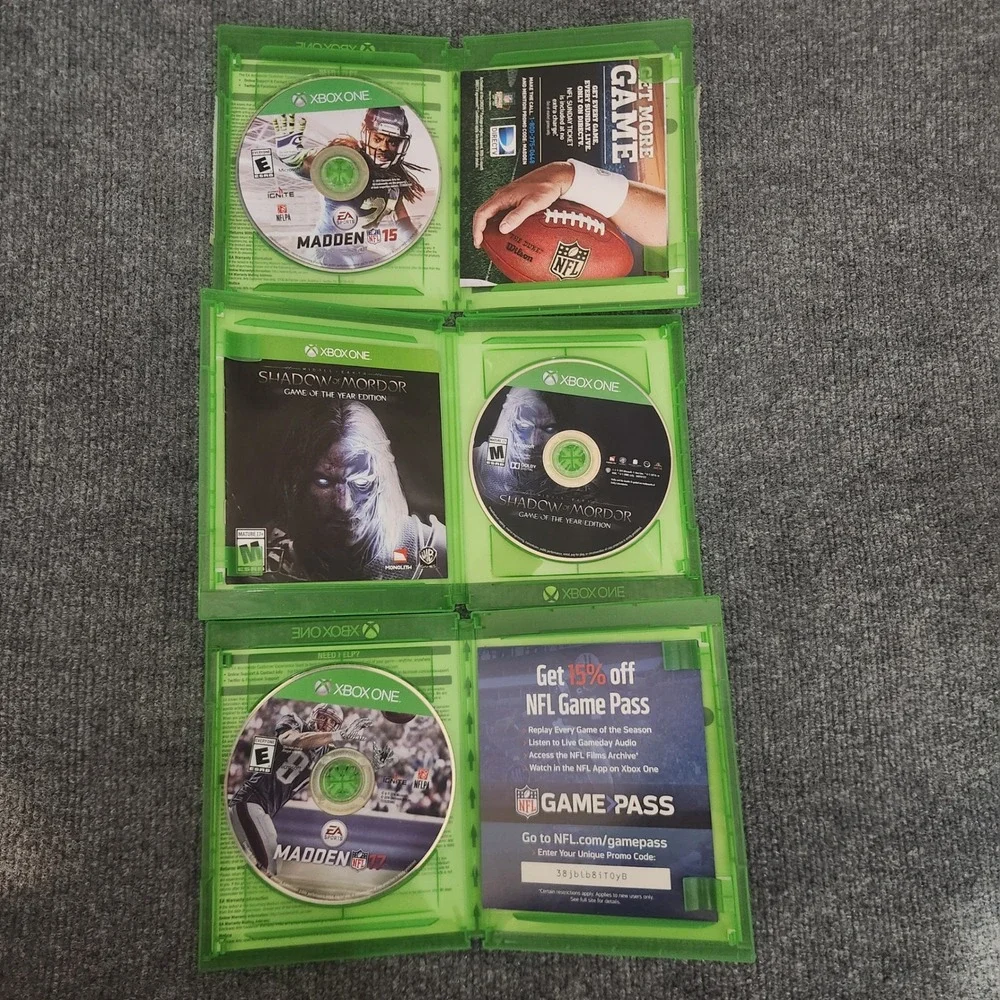 Xbox One Game Lot Madden NFL 15 17 Middle-earth Shadow of Mordor GOTY Bundle